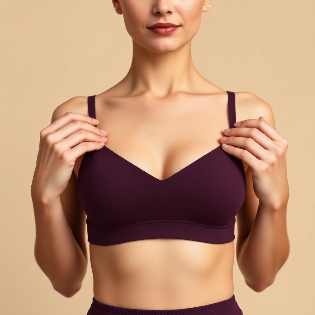 Wireless Comfy Bra in Plum, worn