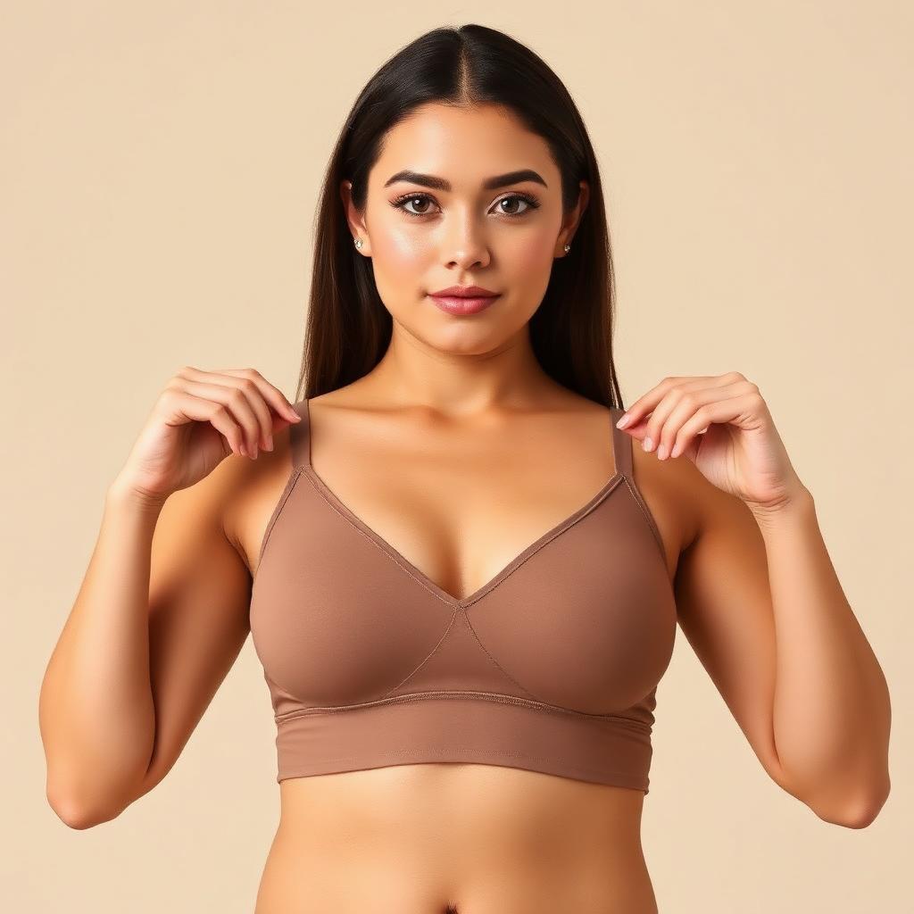 Wireless Comfy Bra in Taupe, worn